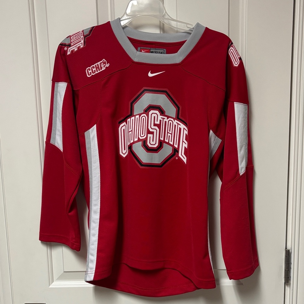 Nike Red and White Ohio State Hockey Jersey